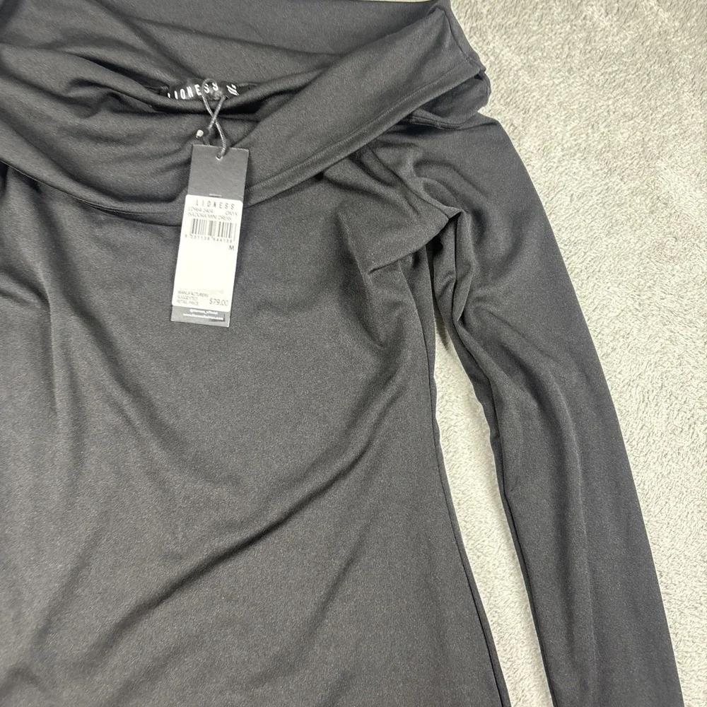 Lioness Black Ruched Bodycon Stretch‎ Long Sleeve Mini Dress Sz M NWT